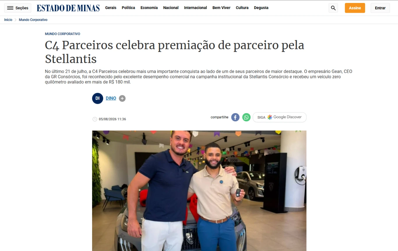 IMG C4 Parceiros celebra premiação de parceiro pela Stellantis